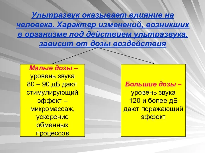 Ультразвук оказывает влияние на человека. Характер изменений, возникших в организме под