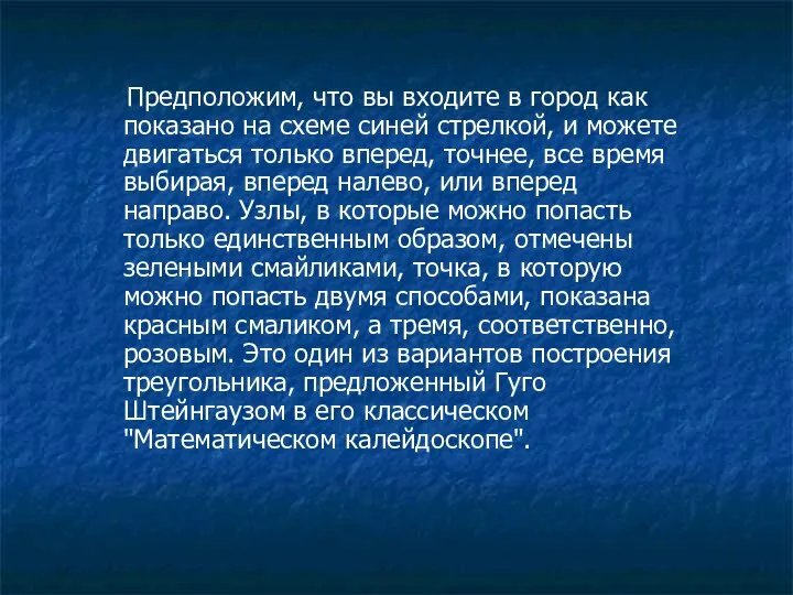 Предположим, что вы входите в город как показано на схеме синей