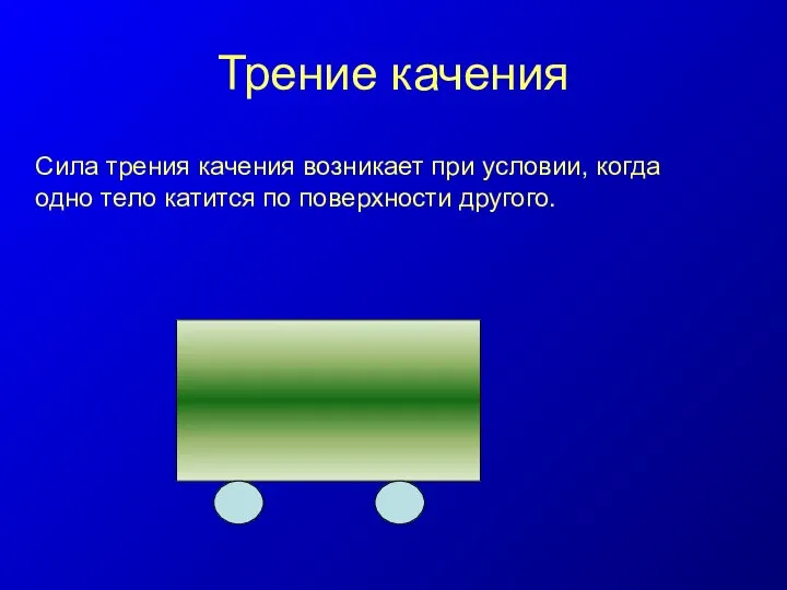 Сила трения качения возникает при условии, когда одно тело катится по поверхности другого. Трение качения