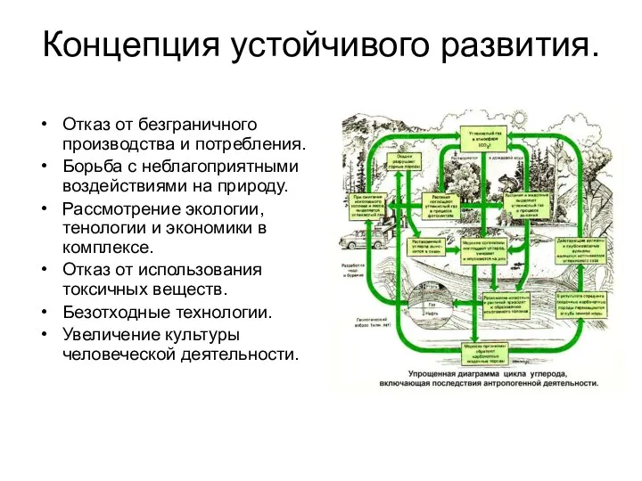 Концепция устойчивого развития. Отказ от безграничного производства и потребления. Борьба с