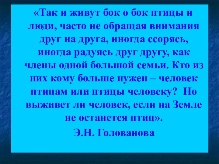 «Так и живут бок о бок птицы и люди, часто не