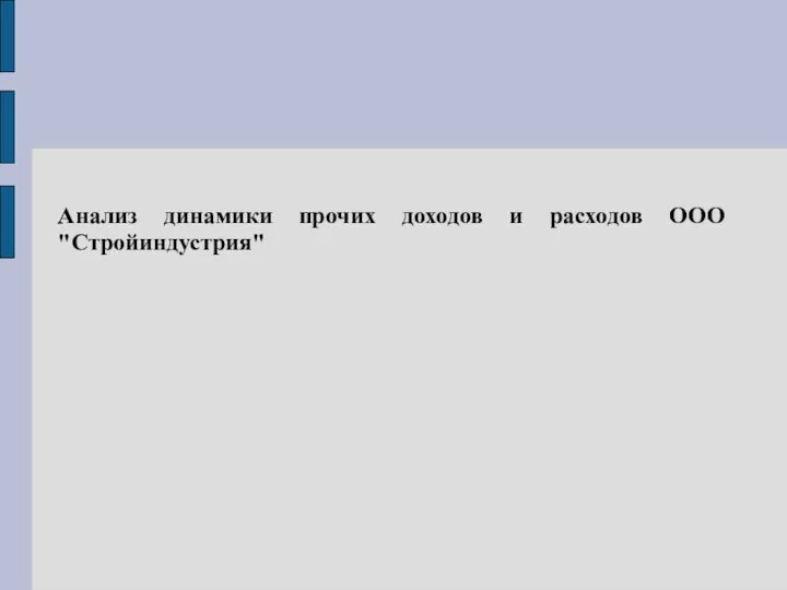 Анализ динамики прочих доходов и расходов ООО "Стройиндустрия"