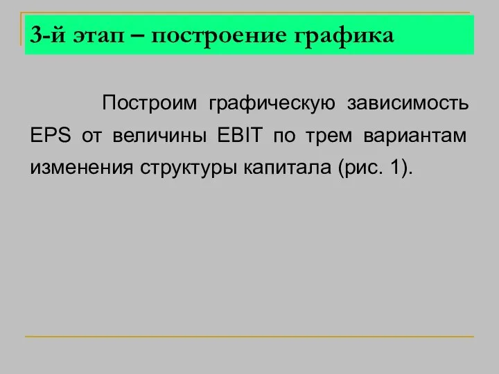 Построим графическую зависимость EPS от величины EBIT по трем вариантам изменения