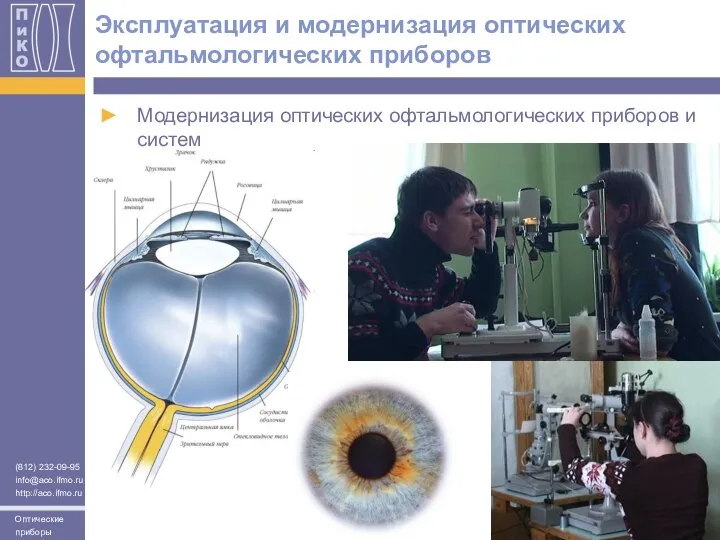 Модернизация оптических офтальмологических приборов и систем Эксплуатация и модернизация оптических офтальмологических приборов