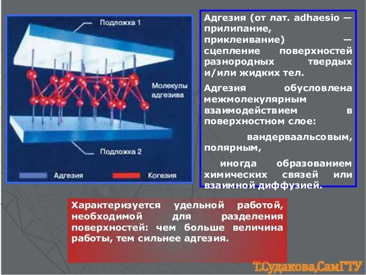 Адгeзия (от лат. adhaesio — прилипание, приклеивание) — сцепление поверхностей разнородных