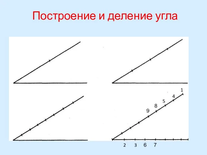 Построение и деление угла 1 4 5 8 9 2 3 6 7