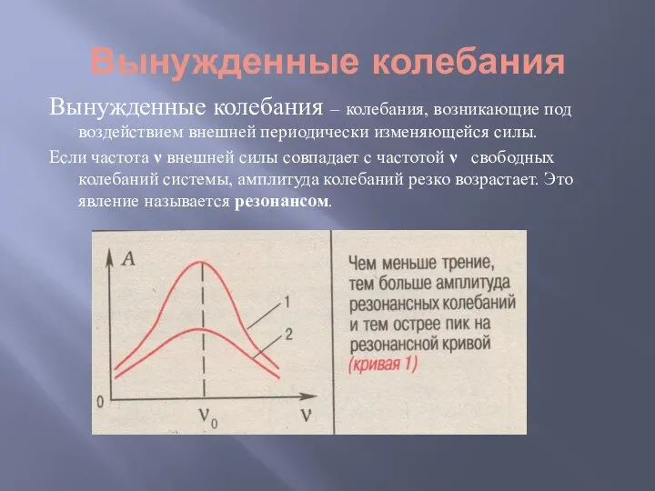 Вынужденные колебания Вынужденные колебания – колебания, возникающие под воздействием внешней периодически