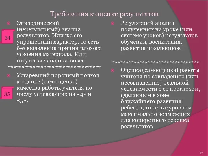 Эпизодический (нерегулярный) анализ результатов. Или же его упрощенный характер, то есть