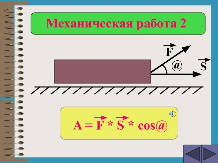 S F @ A = F * S * cos@ Механическая работа 2