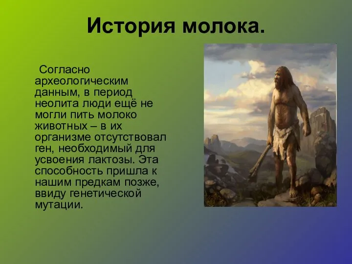 История молока. Согласно археологическим данным, в период неолита люди ещё не