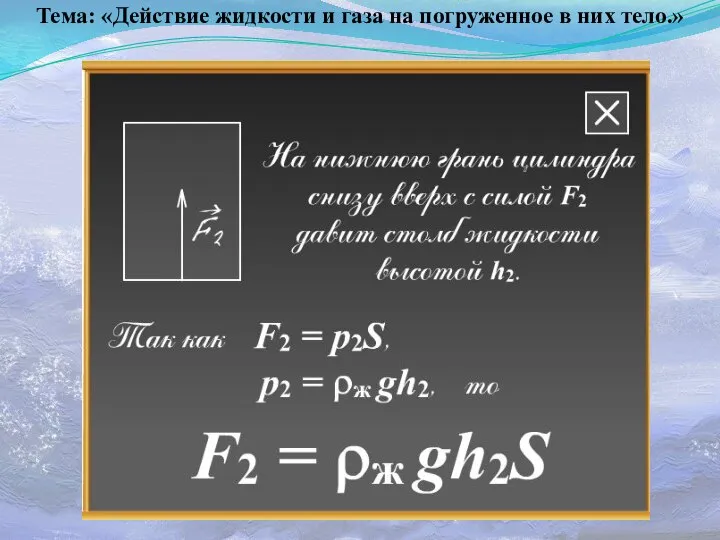 Тема: «Действие жидкости и газа на погруженное в них тело.»