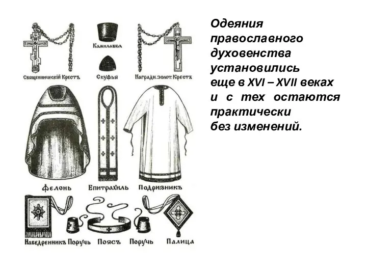 Одеяния православного духовенства установились еще в XVI – XVII веках и