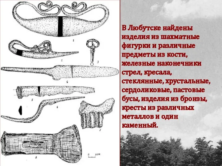 В Любутске найдены изделия из шахматные фигурки и различные предметы из