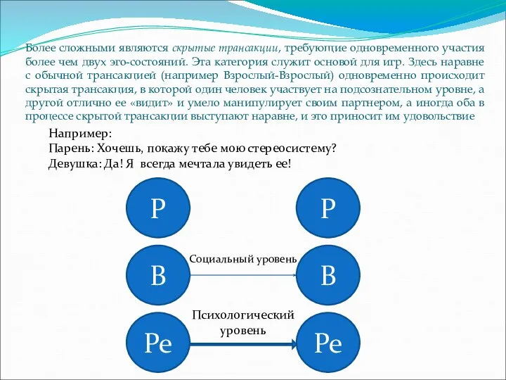 Более сложными являются скрытые трансакции, требующие одновременного участия более чем двух