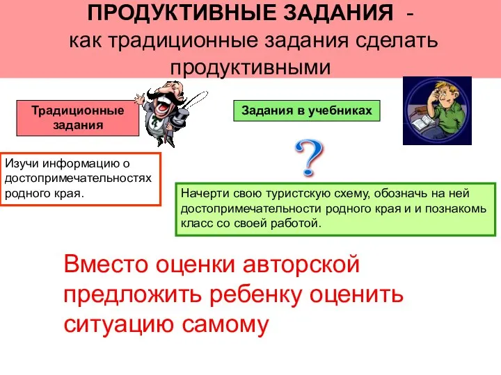 ПРОДУКТИВНЫЕ ЗАДАНИЯ - как традиционные задания сделать продуктивными Традиционные задания Задания