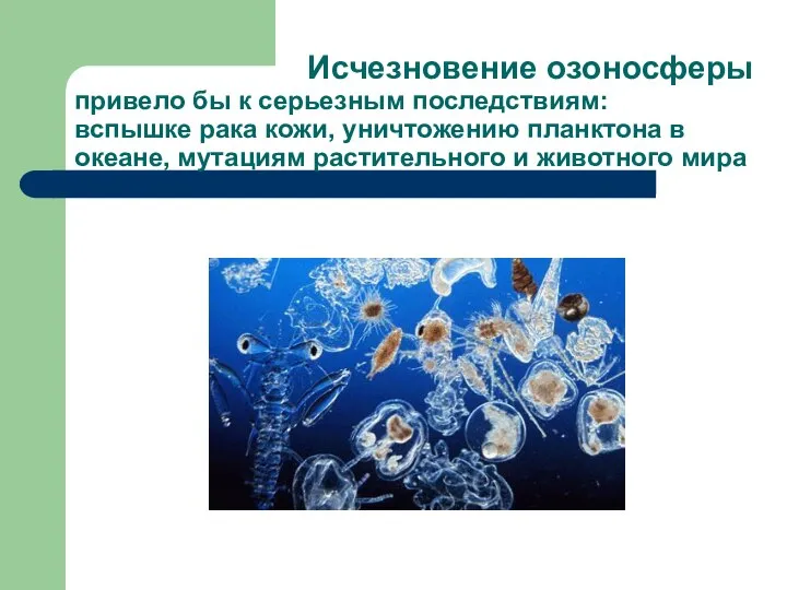 Исчезновение озоносферы привело бы к серьезным последствиям: вспышке рака кожи, уничтожению