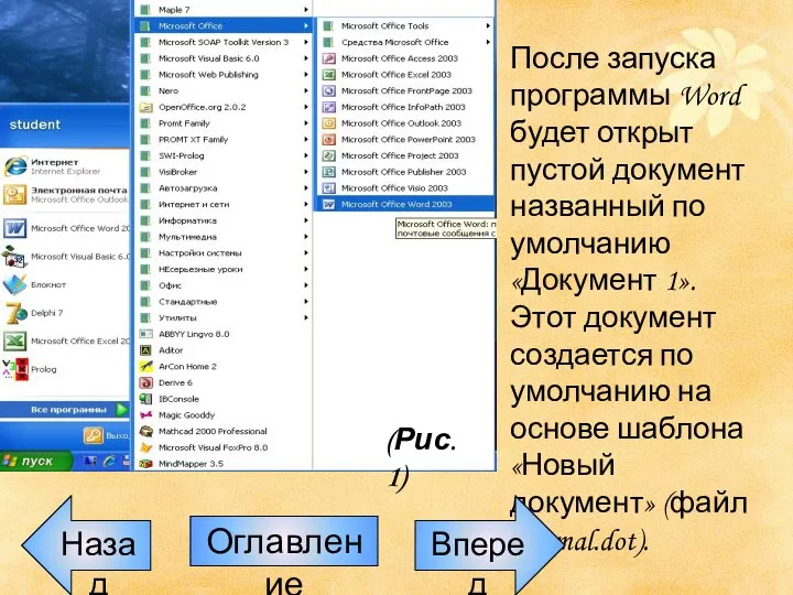 После запуска программы Word будет открыт пустой документ названный по умолчанию