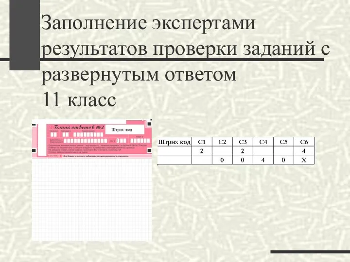 Заполнение экспертами результатов проверки заданий с развернутым ответом 11 класс