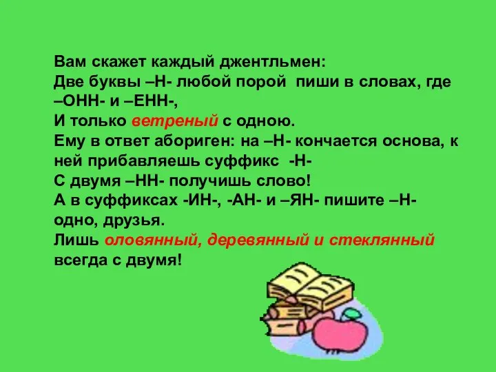 Вам скажет каждый джентльмен: Две буквы –Н- любой порой пиши в