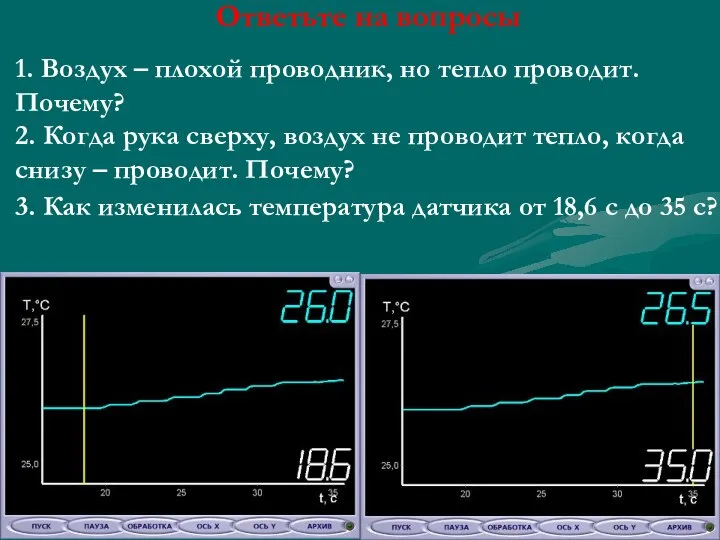 Ответьте на вопросы 1. Воздух – плохой проводник, но тепло проводит.