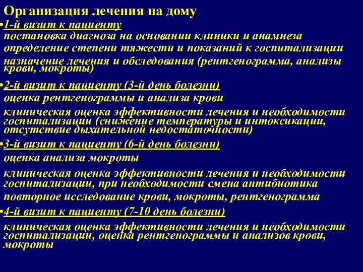 Организация лечения на дому 1-й визит к пациенту постановка диагноза на