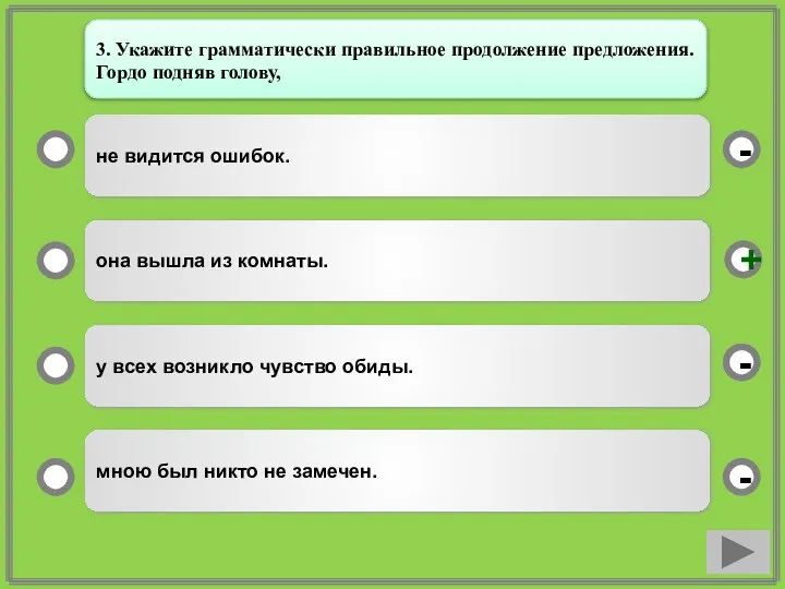 не видится ошибок. она вышла из комнаты. у всех возникло чувство