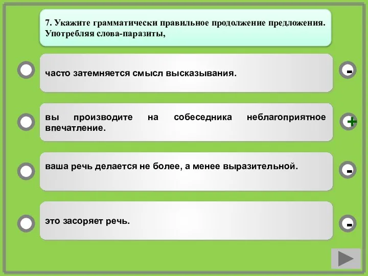 часто затемняется смысл высказывания. вы производите на собеседника неблагоприятное впечатление. ваша