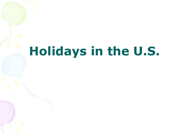 Holidays in the U.S.