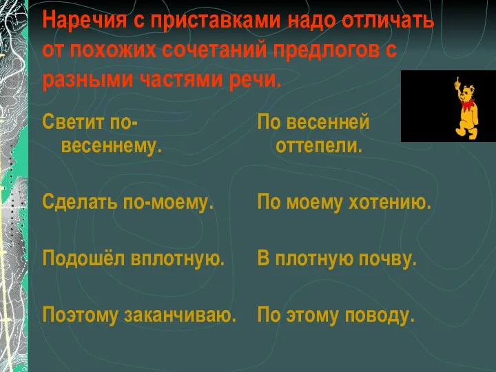 Наречия с приставками надо отличать от похожих сочетаний предлогов с разными