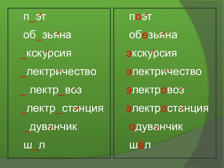 п_эт об_зьяна _кскурсия _лектричество _ лектр_воз _лектр_станция _дуванчик ш_л поэт обезьяна