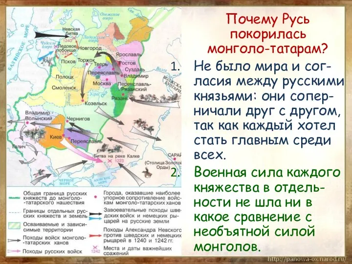 Почему Русь покорилась монголо-татарам? Не было мира и сог-ласия между русскими