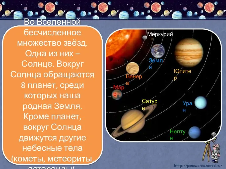 Во Вселенной бесчисленное множество звёзд. Одна из них – Солнце. Вокруг