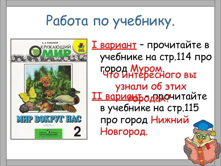 Работа по учебнику. I вариант – прочитайте в учебнике на стр.114