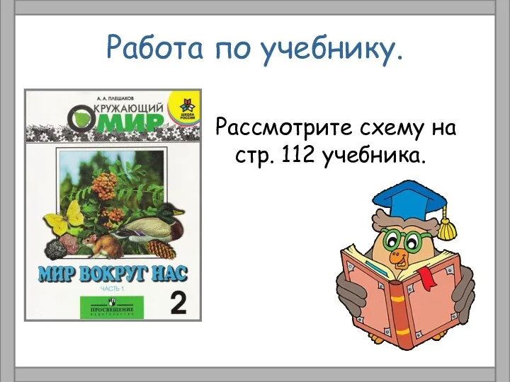 Работа по учебнику. Рассмотрите схему на стр. 112 учебника.