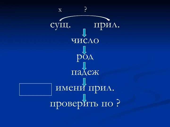 х ? сущ. прил. число род падеж имени прил. проверить по ?