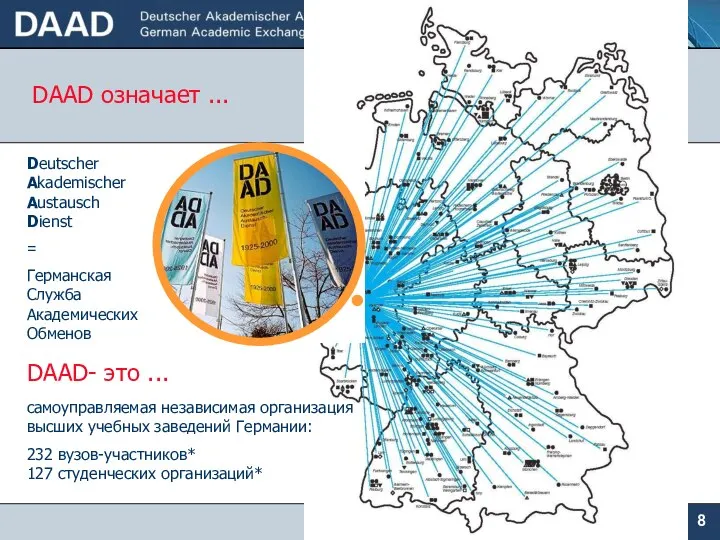 самоуправляемая независимая организация высших учебных заведений Германии: 232 вузов-участников* 127 студенческих