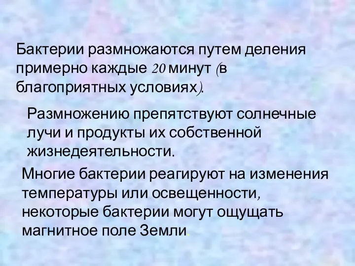 По способу дыхания бактерии делятся на аэробов (большинство бактерий) и анаэробов