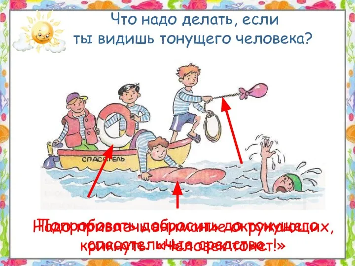 Что надо делать, если ты видишь тонущего человека? Надо привлечь внимание