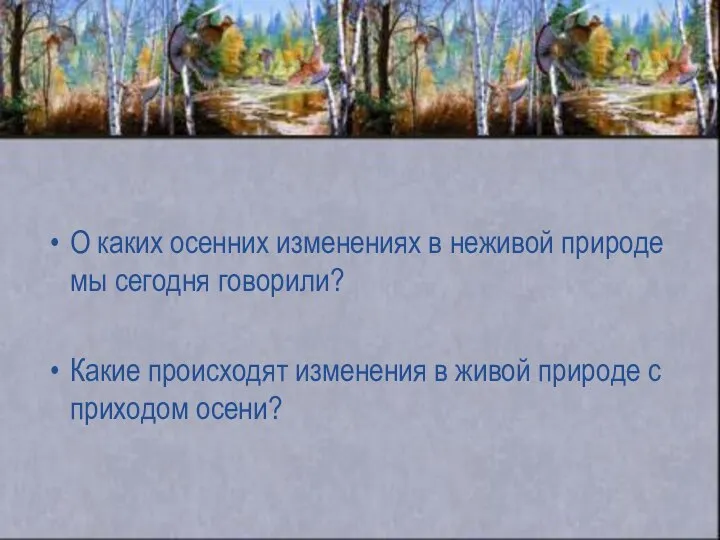 О каких осенних изменениях в неживой природе мы сегодня говорили? Какие