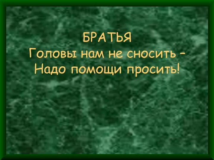 БРАТЬЯ Головы нам не сносить – Надо помощи просить!