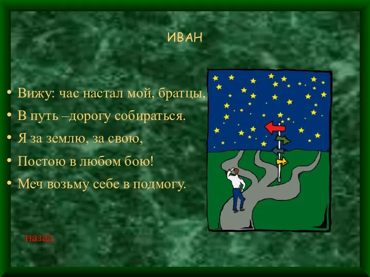 ИВАН Вижу: час настал мой, братцы, В путь –дорогу собираться. Я