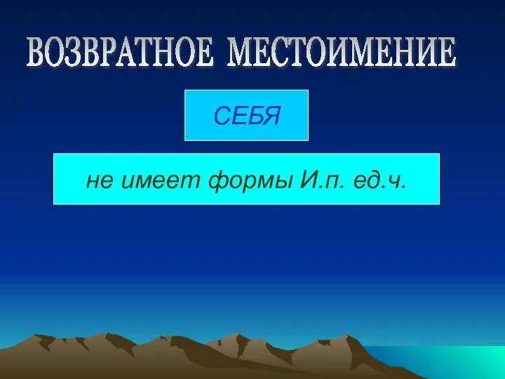 СЕБЯ не имеет формы И.п. ед.ч. ВОЗВРАТНОЕ МЕСТОИМЕНИЕ