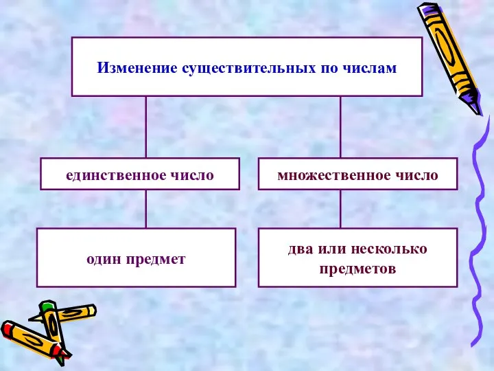 Изменение существительных по числам множественное число единственное число один предмет два или несколько предметов