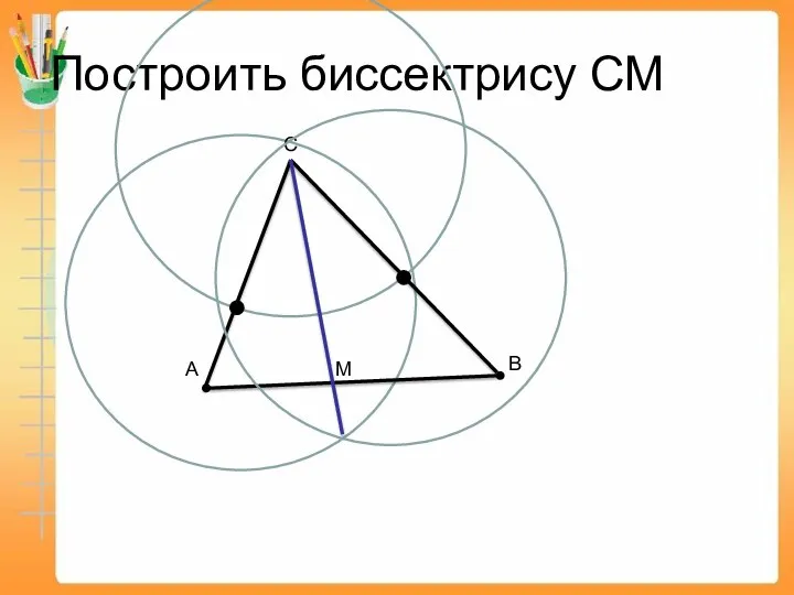 Построить биссектрису СМ А В М С