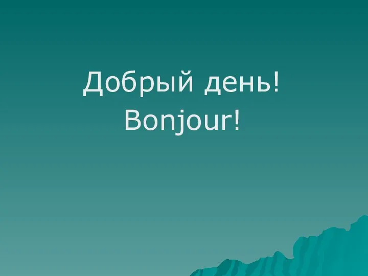 Добрый день! Bonjour!