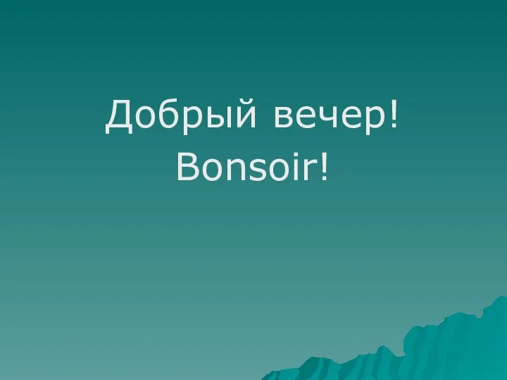 Добрый вечер! Bonsoir!