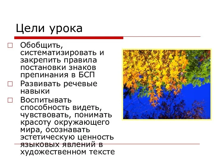 Цели урока Обобщить, систематизировать и закрепить правила постановки знаков препинания в