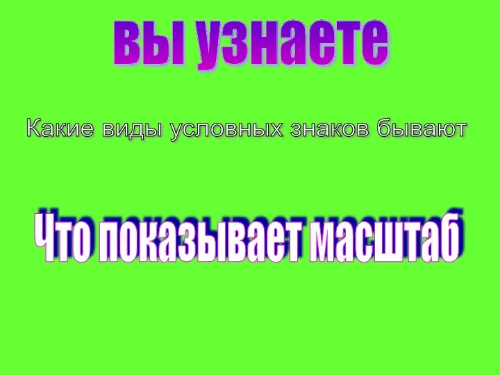 вы узнаете Какие виды условных знаков бывают Что показывает масштаб