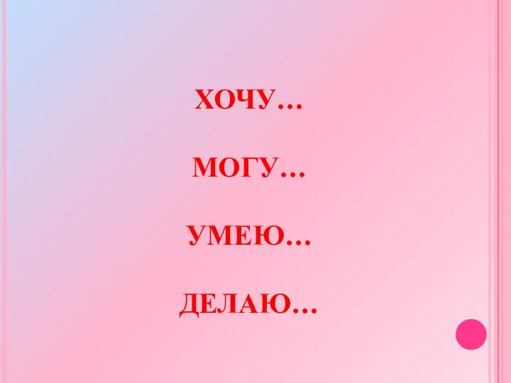 ХОЧУ… МОГУ… УМЕЮ… ДЕЛАЮ…