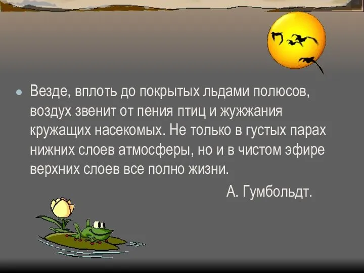 Везде, вплоть до покрытых льдами полюсов, воздух звенит от пения птиц